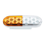 13 LED 6" Oval Double Fury Light (Turn Signal)-Amber & White LED/Clear Lens - Image 5