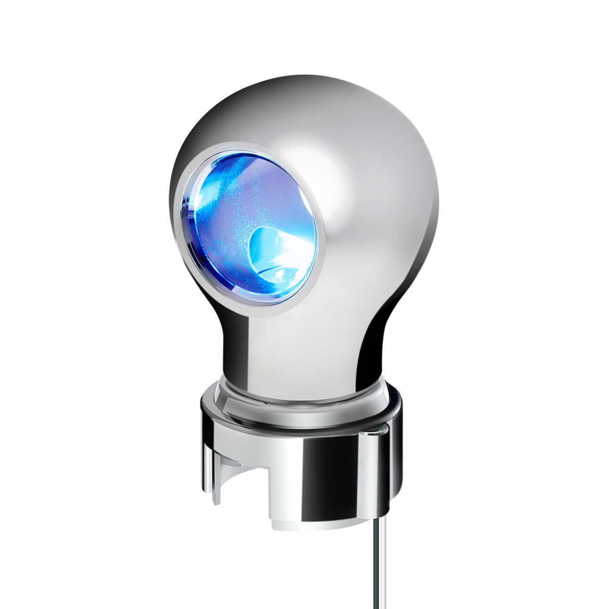 Thread-On Chrome Charlotte Style Gearshift Knob With LED 13/15/18 Speed Adapter-Blue LED71176