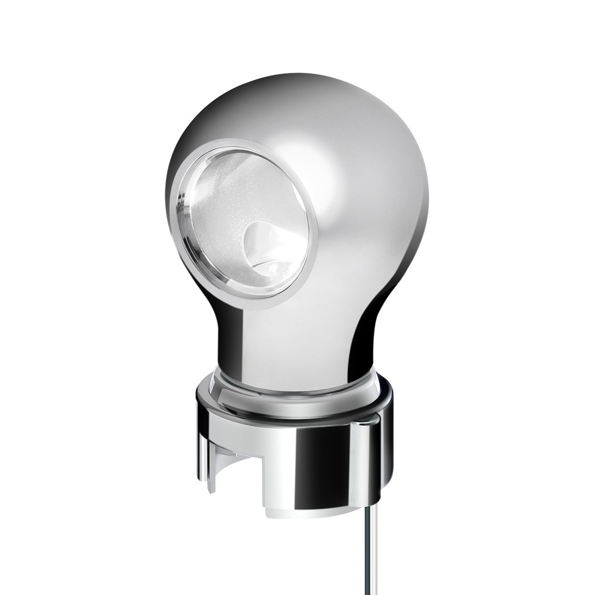 Thread-On Chrome Charlotte Style Gearshift Knob With LED 13/15/18 Speed Adapter-White LED71177