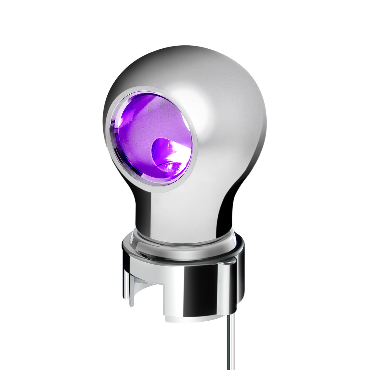 Thread-On Chrome Charlotte Style Gearshift Knob With LED 13/15/18 Speed Adapter-Purple LED71179