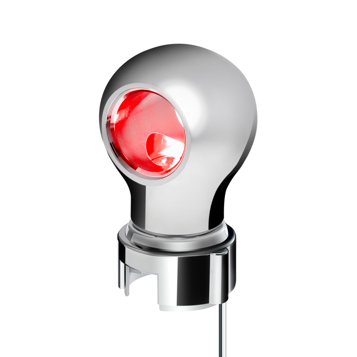 Thread-On Chrome Charlotte Style Gearshift Knob With LED 13/15/18 Speed Adapter-Red LED71180