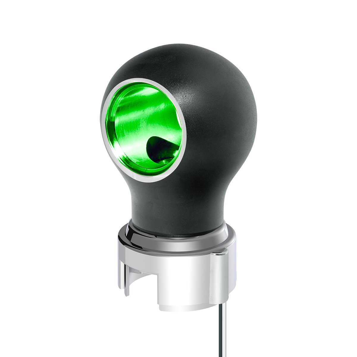 Thread-On Matte Black Charlotte Style Gearshift Knob With LED 13/15/18 Speed Adapter-Green LED71184