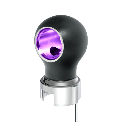 Thread-On Matte Black Charlotte Style Gearshift Knob With LED 13/15/18 Speed Adapter-Purple LED71185