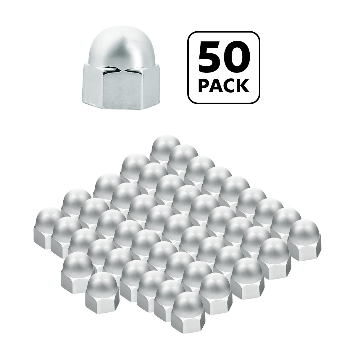 3/8" X 5/8" Chrome Die-Cast Acorn Nut Cover (50 pcs/Bag) 10026P50