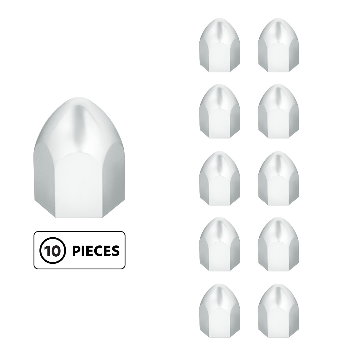 1" x 1 5/8" Chrome Plastic Bullet Nut Cover - Push-On (10 Pack) 10062P