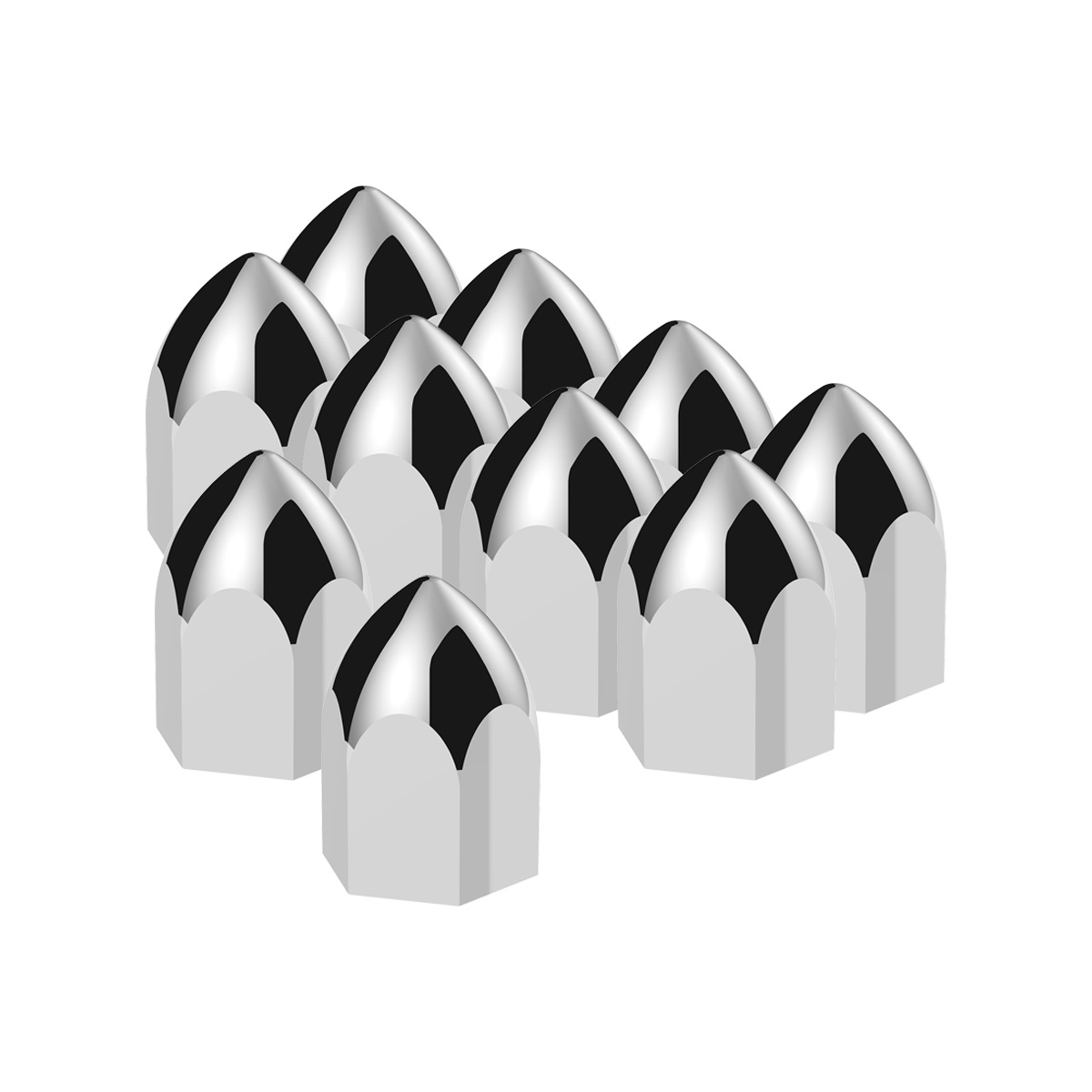 11/16" X 1-5/16" Chrome Plastic Bullet Nut Cover - Push-On (10-Pack) 10063P