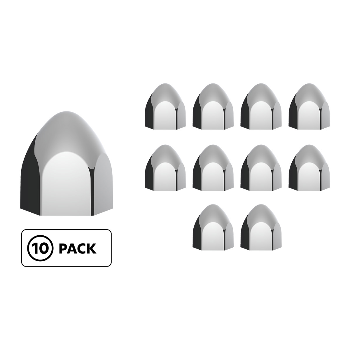 3/4" X 1 3/8" Chrome Plastic Bullet Nut Cover - Push-On (10-Pack) 10069P