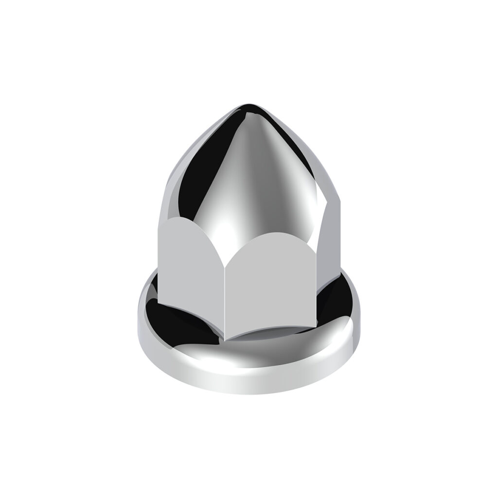 33mm X 2 3/8" Chrome Plastic Bullet Nut Covers W/ Flange - Push-On (Color Box Of 20) 10075