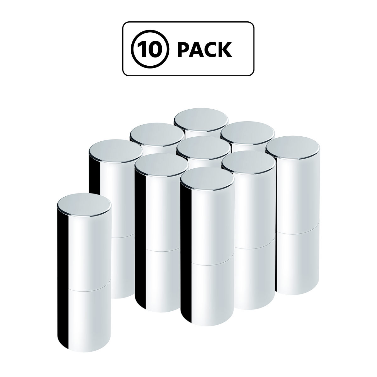 33mm X 6-1/2" Chrome Plastic Tall Cylinder Nut Cover - Thread-On (10 Pcs) 10370