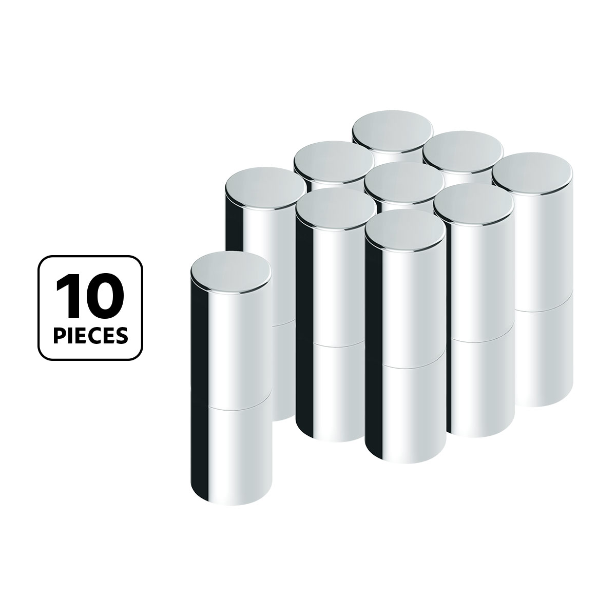 33mm X 7-1/4" Chrome Plastic Tall Cylinder Nut Cover - Thread-On (10 Pcs) 10371