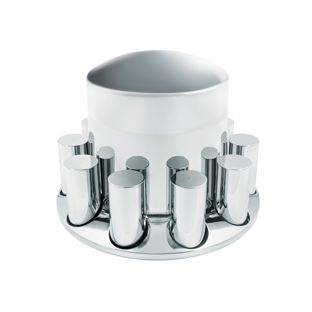 Chrome Plastic Extra Tall Rear Axle Cover With 33mm Thread-On Tall Cylinder Nut Covers 10373