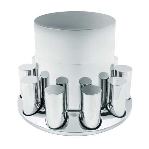 Chrome Plastic Extra Tall Flat Top Rear Axle Cover With 33mm Thread-On Tall Cylinder Nut Covers 10374