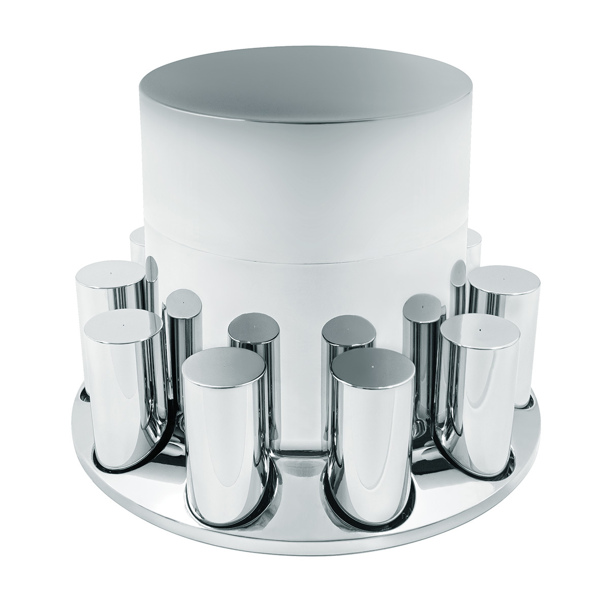 Chrome Plastic Extra Tall Flat Top Rear Axle Cover With 33mm Thread-On Tall Cylinder Nut Covers 10374