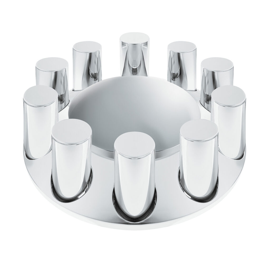 Chrome Plastic Dome Front Axle Cover With 33mm Standard Thread-On Tall Cylinder Nut Covers 10375