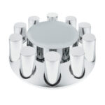 Chrome Plastic Flat Top Front Axle Cover With 33mm Standard Thread-On Tall Cylinder Nut Covers 10376