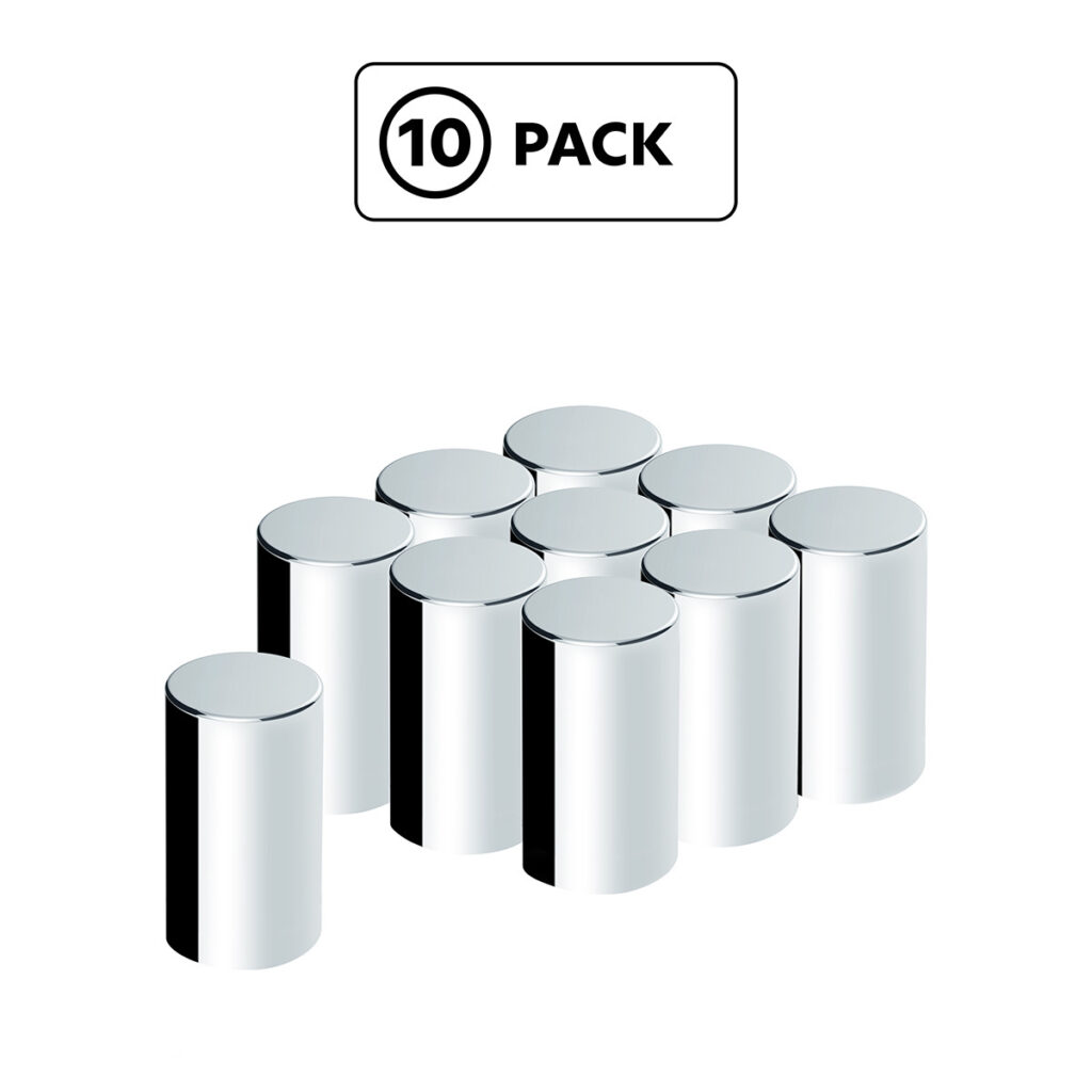 33mm x 3-1/2" Chrome Plastic Cylinder Nut Cover - Push-On (10-Pack) 10568