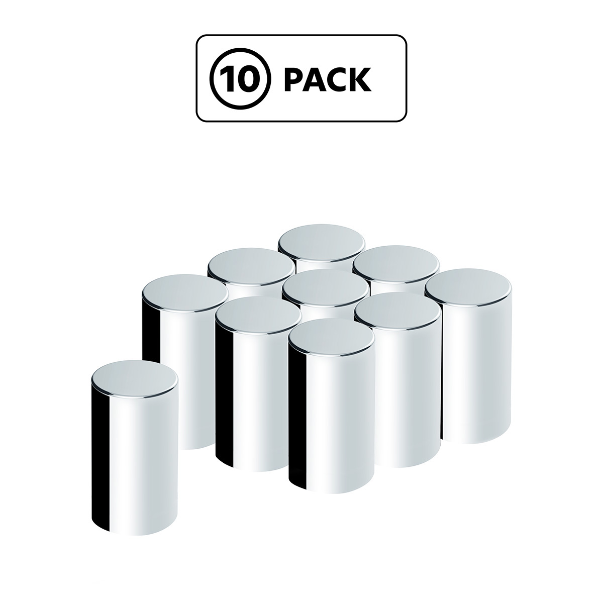 33mm x 3-1/2" Chrome Plastic Cylinder Nut Cover - Push-On (10-Pack) 10568