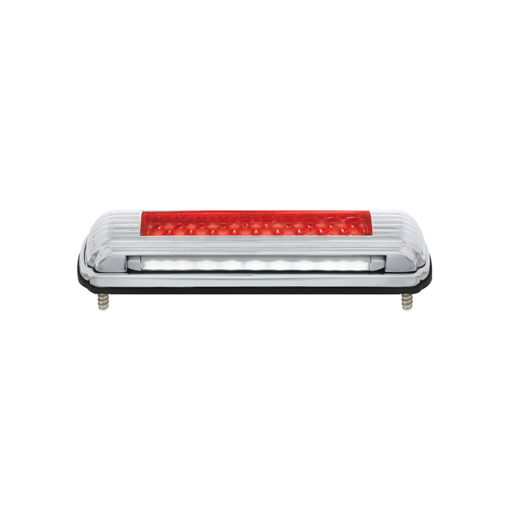 Chrome License Plate Light With Red LED 3rd Brake Light - Red LED/Red Lens 110203