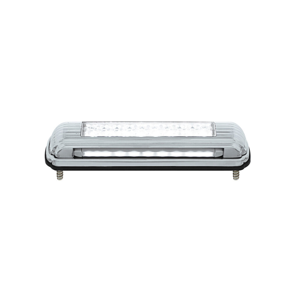 Chrome License Plate Light With White LED Backup Light - White LED/Clears Lens 110204