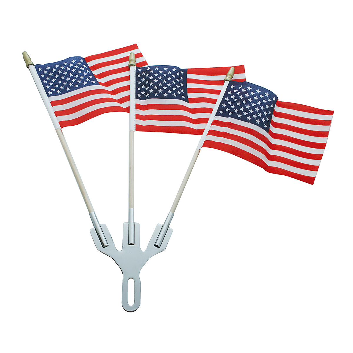 Stainless Steel Flag Holder With 3 USA Flags 110863