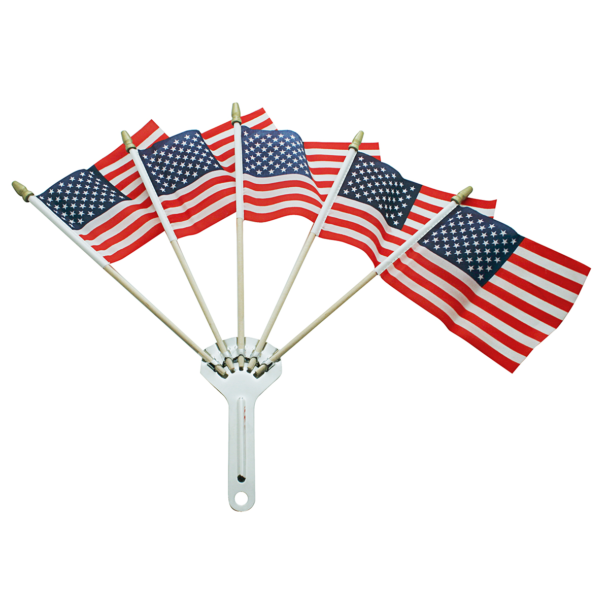 Stainless Steel Flag Holder With 5 USA Flags 110864
