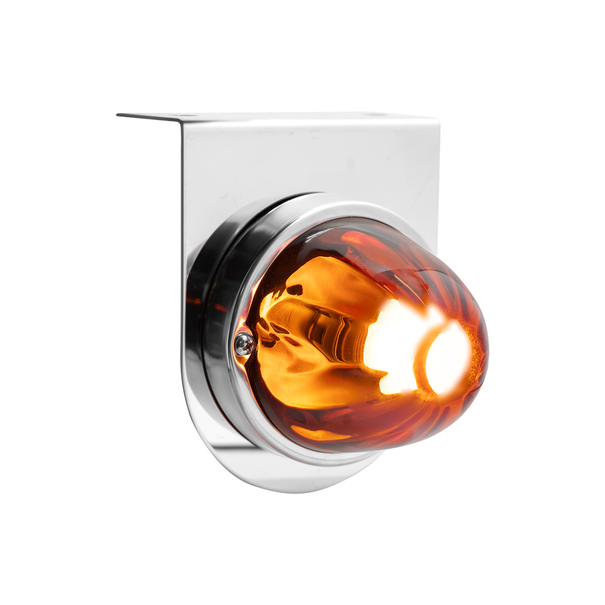 Dual Function Glass Watermelon Light With Stainless Steel Light Bracket Kit With LED Bulb-Amber LED/Dark Amber Lens 20403