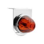 Dual Function Glass Watermelon Light With Stainless Steel Light Bracket Kit With LED Bulb-Amber LED/Dark Amber Lens - Image 2