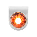 Dual Function Glass Watermelon Light With Stainless Steel Light Bracket Kit With LED Bulb-Amber LED/Dark Amber Lens - Image 3