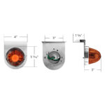 Dual Function Glass Watermelon Light With Stainless Steel Light Bracket Kit With LED Bulb-Amber LED/Dark Amber Lens - Image 8