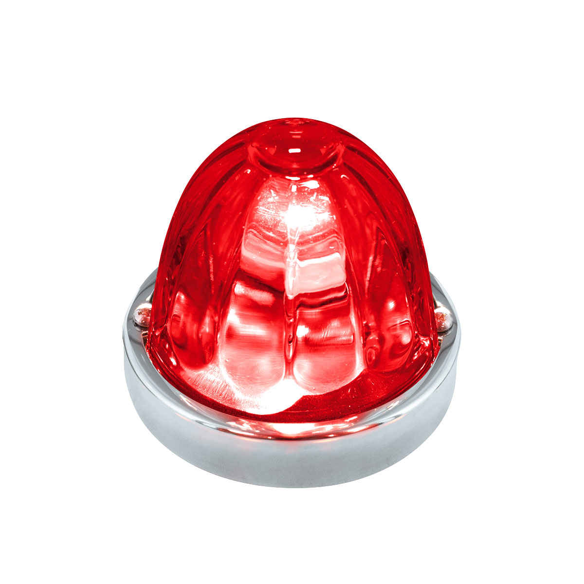 Dual Function Glass Watermelon Flush Mount Kit With LED Bulb - Red LED/Red Lens 20459