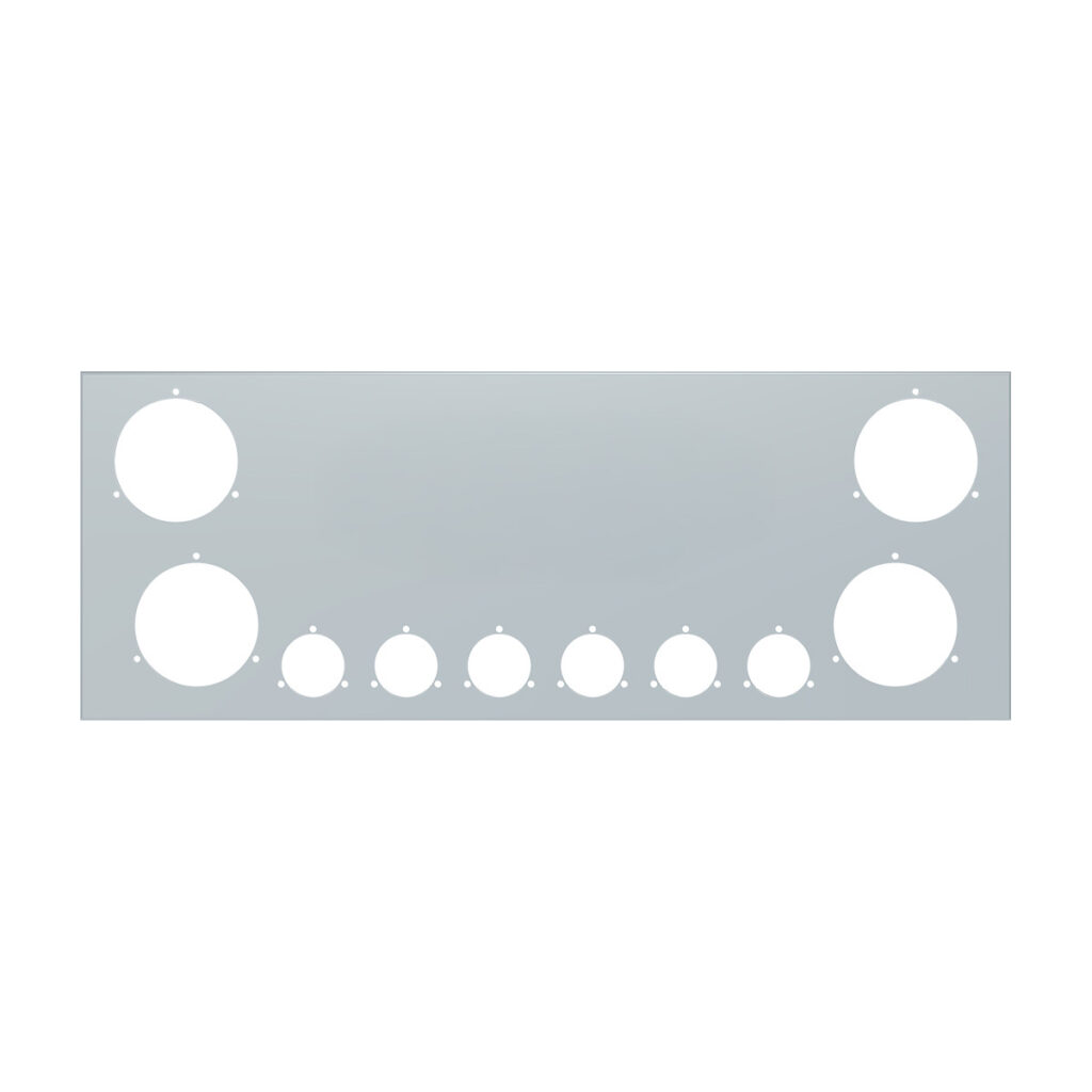 33-3/4" SS Rear Center Light Panel With Four 4" & Six 2" Light Cutouts(No LP Holes) 21434