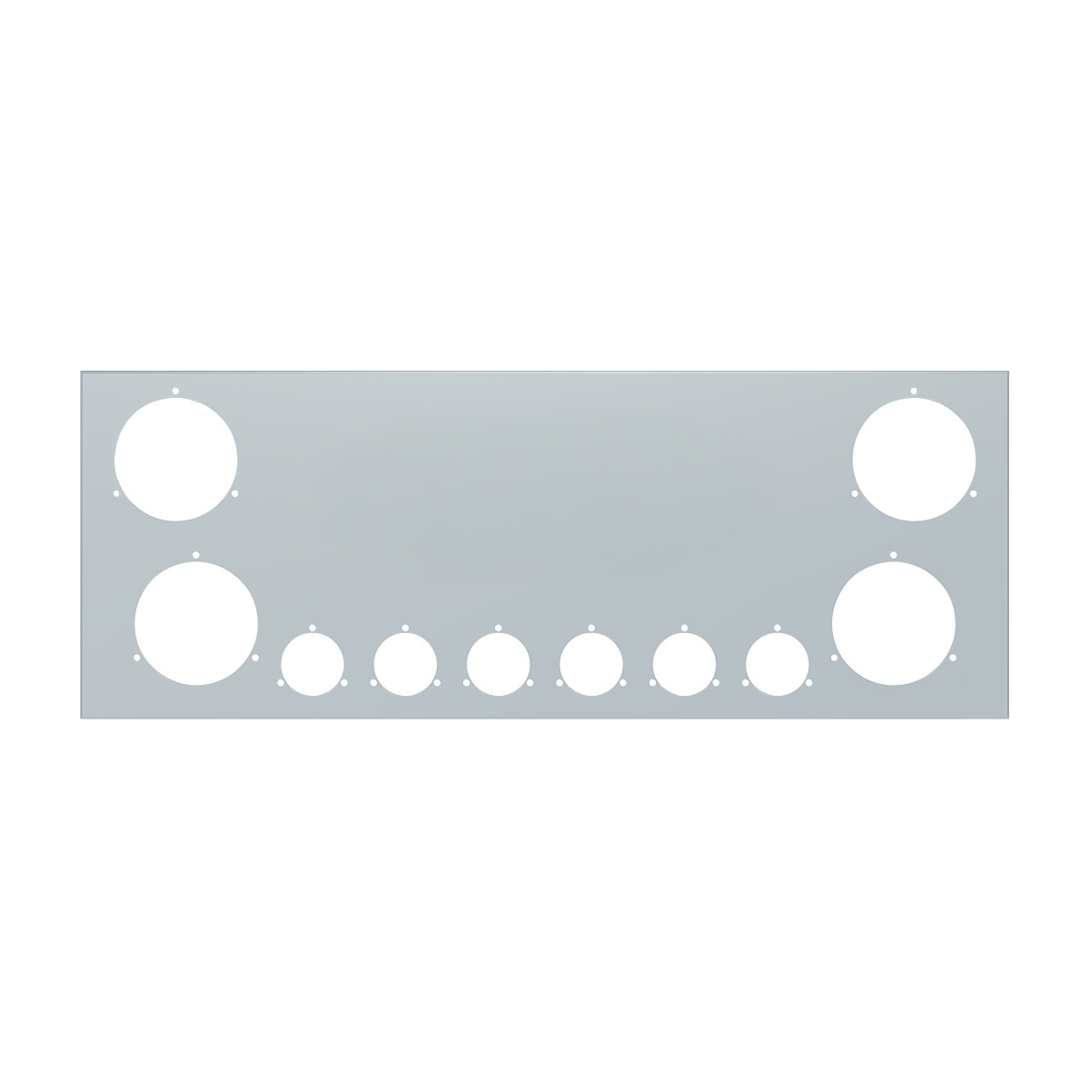 33-3/4" SS Rear Center Light Panel With Four 4" & Six 2" Light Cutouts(No LP Holes) 21434
