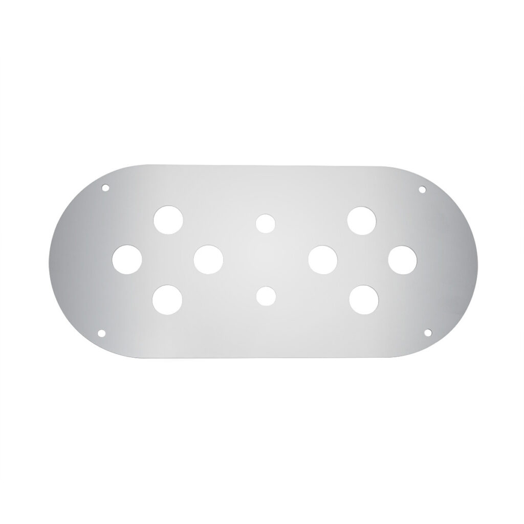 Stainless Steel Above Door Dome Light Plate With 8 x 3/4" Mini Light Cutouts For Kenworth & Peterbilt Trucks 34026