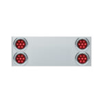 33-3/4" Stainless Rear Center Panel With Four 7 LED 4" Light & Bezel (No LP Holes)- Red LED/Red Lens - CS 34150