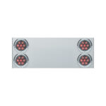 33-3/4" Stainless Rear Center Panel With Four 7 LED 4" Light & Bezel (No LP Holes)- Red LED/Clear Lens - CS 34151