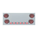 SS Rear Center Panel With 4X Red LED 4" Light & 6X Red LED 2" Light & Bezel (No LP Holes)-Clear Lens -CS 34153