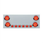 SS Rear CP With 4X 7 LED 4" Reflector Lights & 6X 9 LED 2" Lights & Visors (No LP Holes)-Red LED & Lens 34154