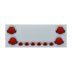 SS Rear CP With 4X 7 LED 4" Reflector Lights & 6X 9 LED 2" Lights & Visors (No LP Holes)-Red LED & Lens - Image 2