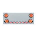 SS Rear CP With 4X 7 LED 4" Reflector Lights & 6X 9 LED 2" Lights & Visors (No LP Holes)-Red LED/Clear Lens 34155