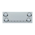 SS Rear CP With 4X 7 LED 4" Reflector Lights & 6X 9 LED 2" Lights & Visors (No LP Holes)-Red LED/Clear Lens - Image 2