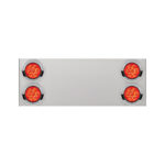 33-3/4" Stainless Rear Center Panel With Four 7 LED 4" Reflector Lights & Visors(No LP Holes)-Red LED/Red Lens 34156