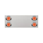 33-3/4" Stainless Rear Center Panel With Four 7 LED 4" Reflector Lights&Visors(No LP Holes)-Red LED/Clear Lens 34157