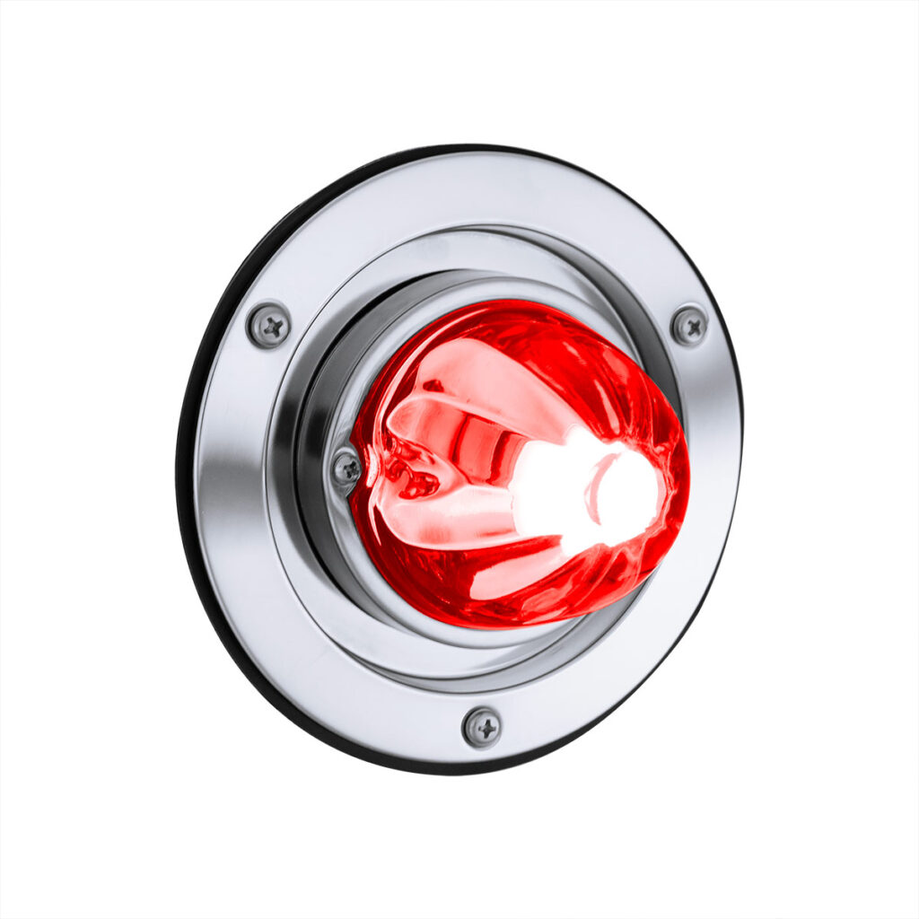 Dual Function Glass Watermelon Sleeper Bunk Kit With 304 Stainless Steel Bezel & LED Bulb-Clear Lens/Red LED 35333