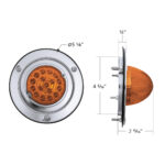 17 LED Dual Function Watermelon Reflector Sleeper Bunk Kit With 304 SS Bezel-Amber LED/Amber Lens - Image 11
