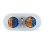 304 SS Above Door Dome Light Kit With 2 X 17 LED Double Fury Watermelon For KW & PB Trucks-Amber & Blue LED - Image 5