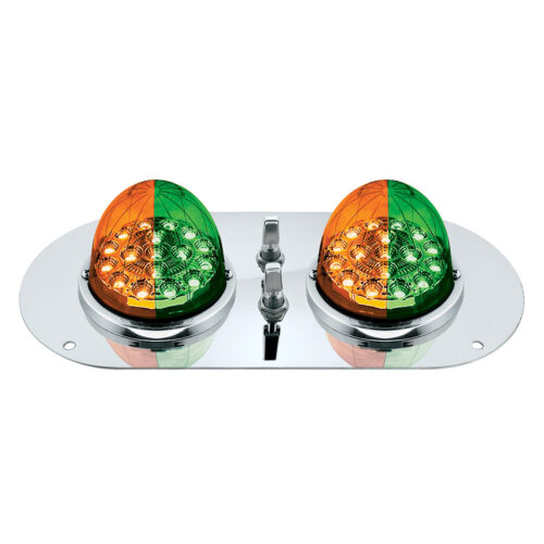 304 SS Above Door Dome Light Kit With 2 X 17 LED Double Fury Watermelon For KW & PB Trucks-Amber & Green LED 35379
