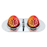 304 SS Above Door Dome Light Kit With 2 X 17 LED Double Fury Watermelon For KW & PB Trucks-Amber & Red LED 35381