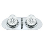 304 SS Above Door Dome Light Kit With 2 X 17 LED Double Fury Watermelon For KW & PB Trucks-Amber & White LED - Image 3