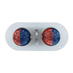 304 SS Above Door Dome Light Kit With 2 X 17 LED Double Fury Watermelon For KW & PB Trucks-Red & Blue LED - Image 5
