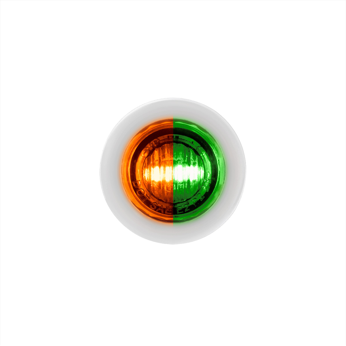 2 LED 3/4" Mini Double Fury Light (Clearance/Marker) - Amber & Green LED/Clear Lens 35929